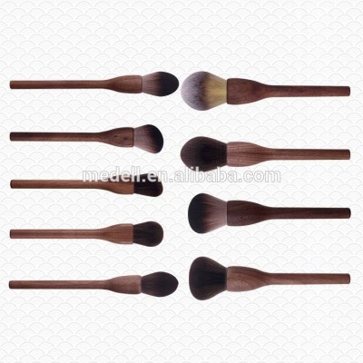 Luxury Natural Walnut wood First Class Goat hair Synthetic Hair Professional Face Foundation Blush 7pcs Makeup Brushes Set